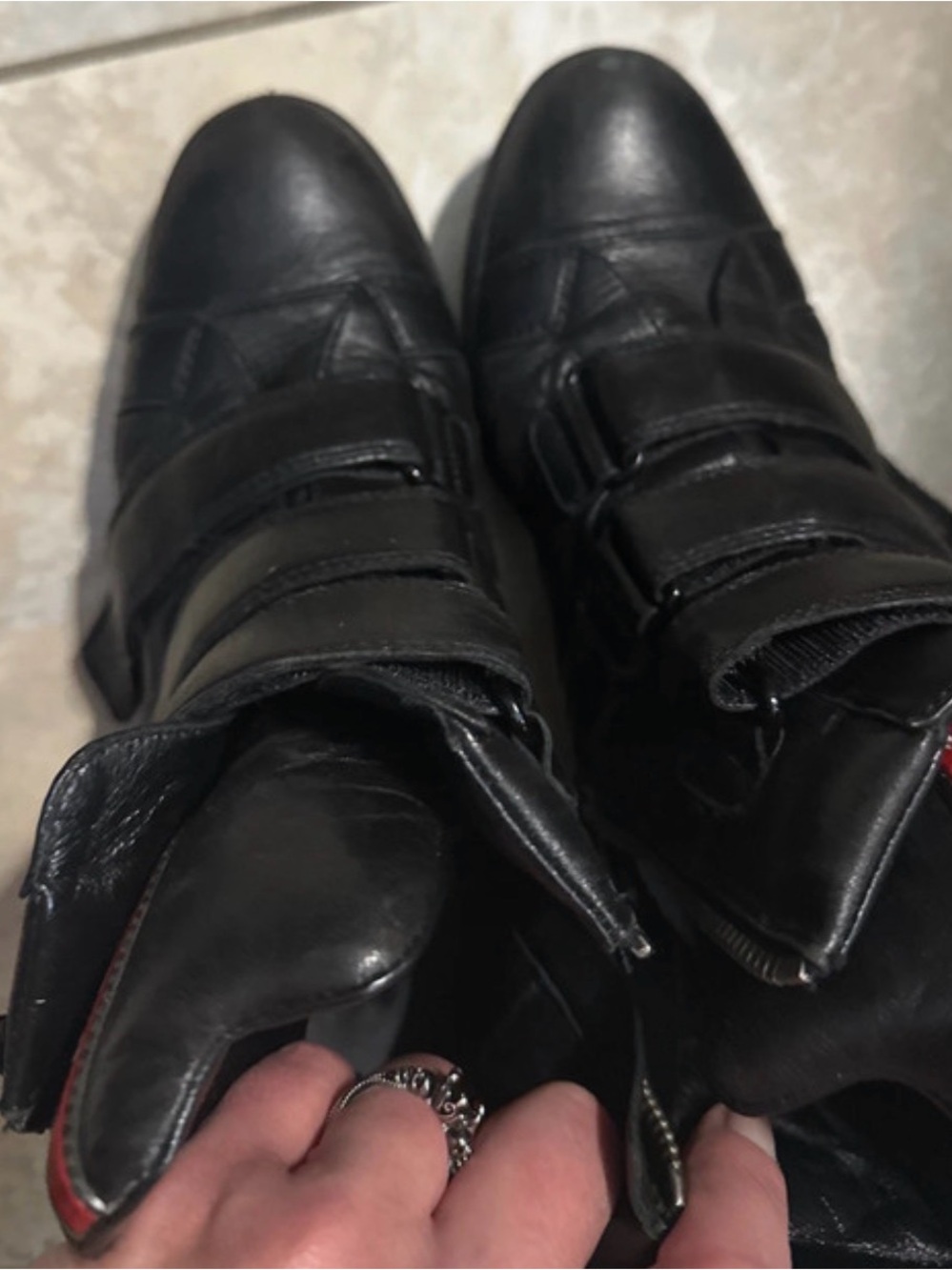 Prada Sport Black Leather Triple Strap High Top Wedge Sneakers 39 - Picture 6 of 13